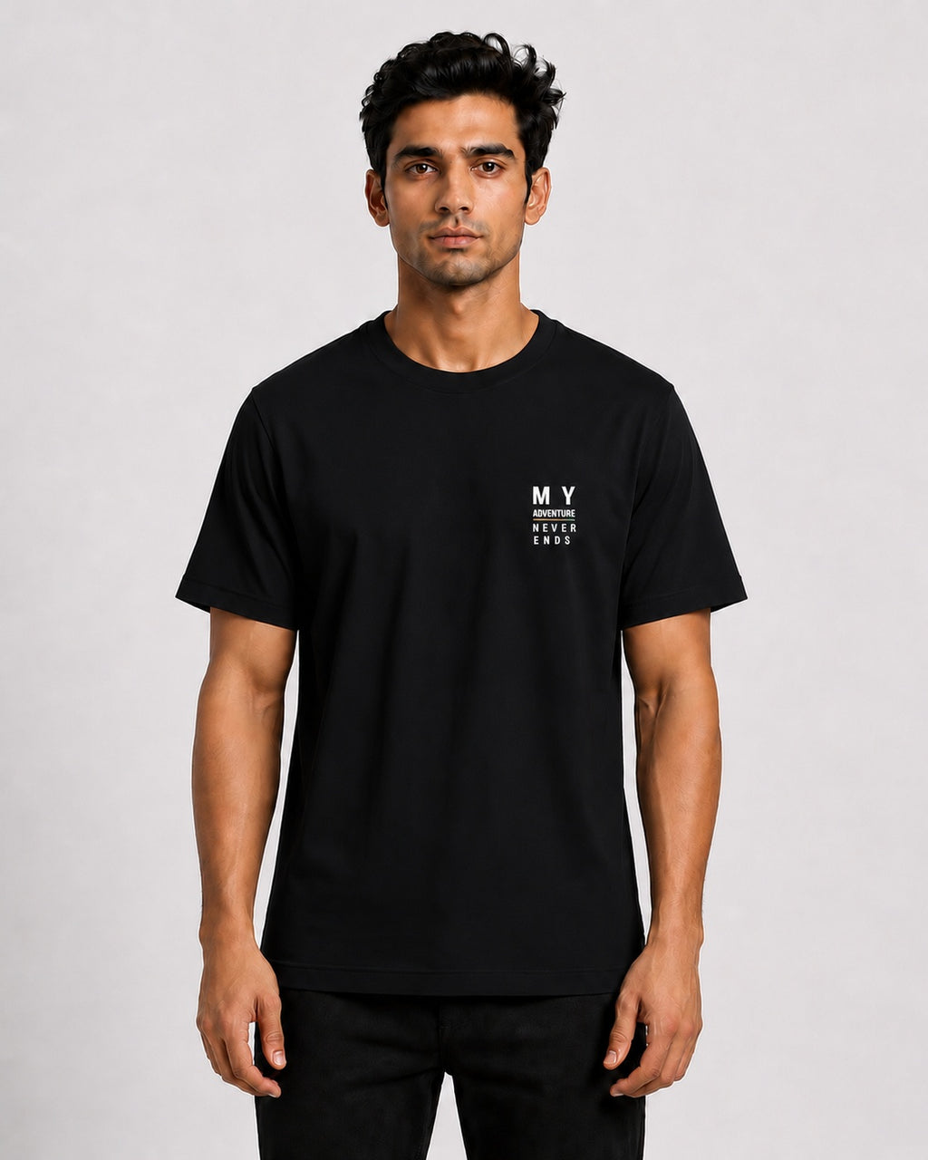 Men’s Comfort Fit Black Classic Round Neck T-Shirt