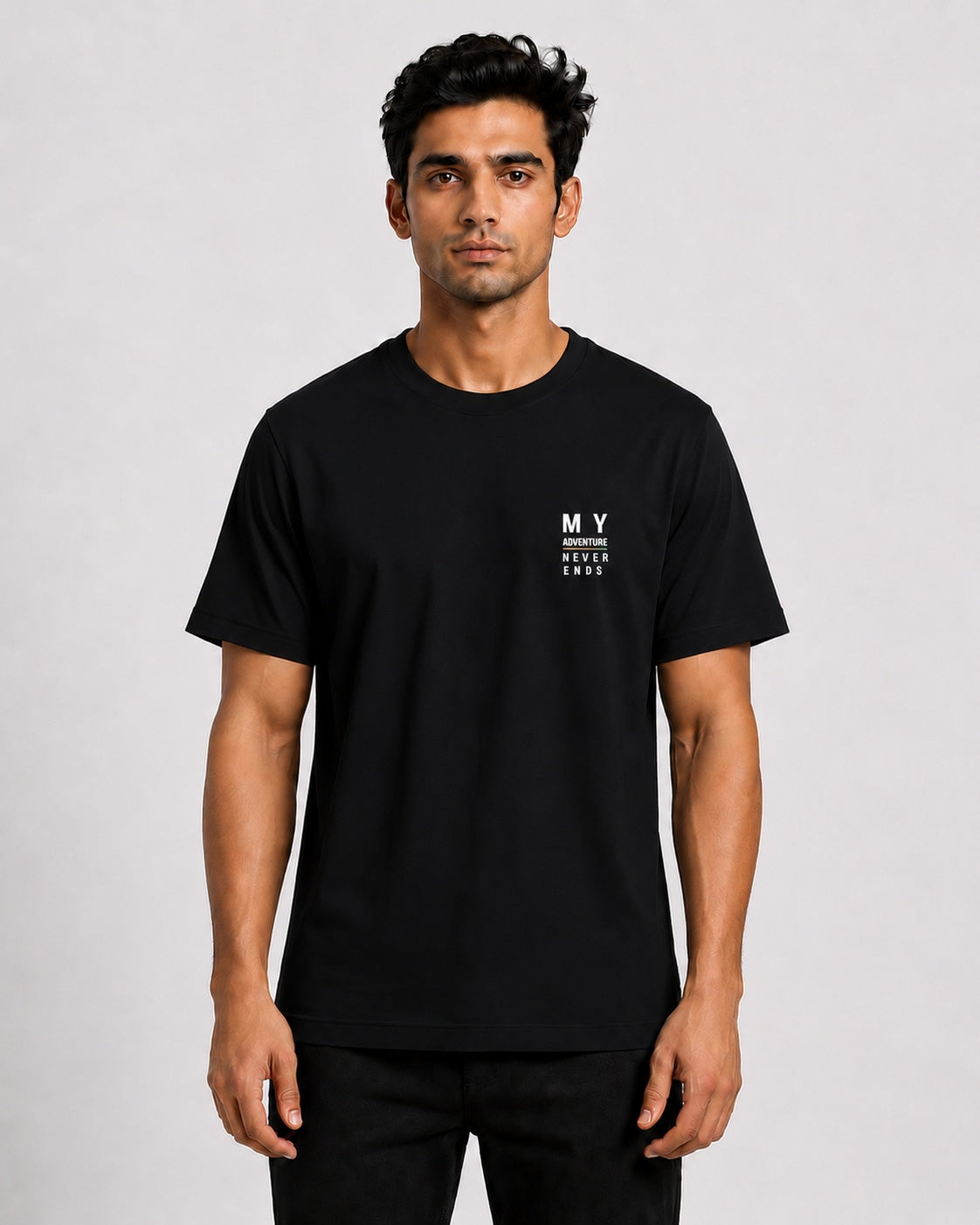 Men’s Comfort Fit Black Classic Round Neck T-Shirt