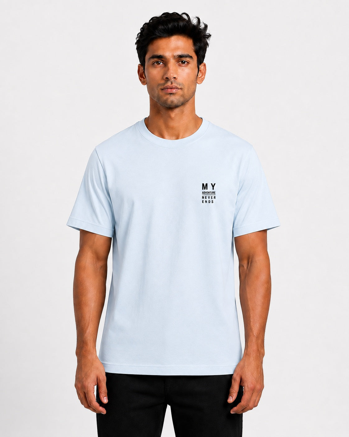 Men’s Comfort Fit Blue Classic Round Neck T-Shirt