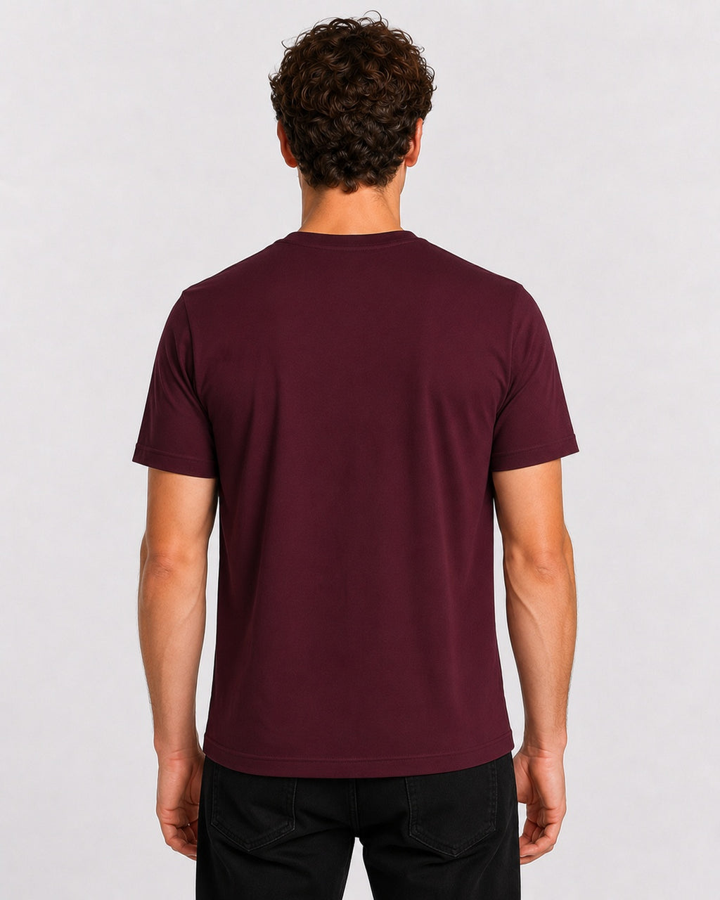 Style-1 Men’s Comfort Fit Burgundy Classic Round Neck T-Shirt