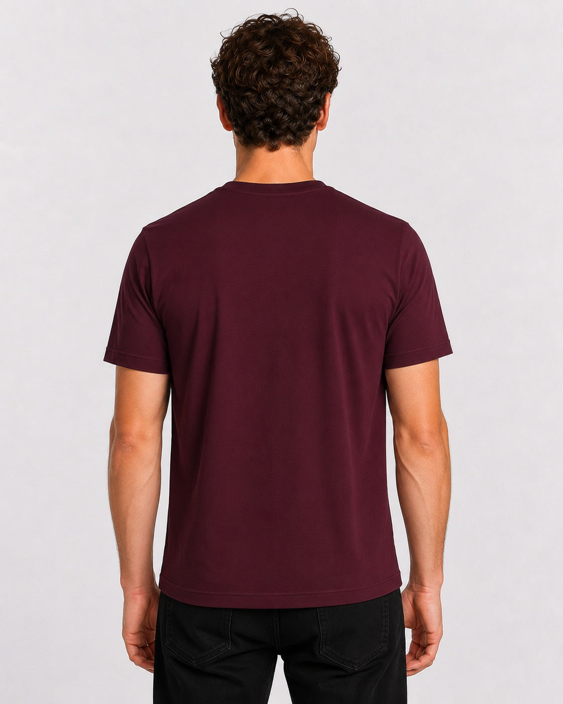 Style-1 Men’s Comfort Fit Burgundy Classic Round Neck T-Shirt