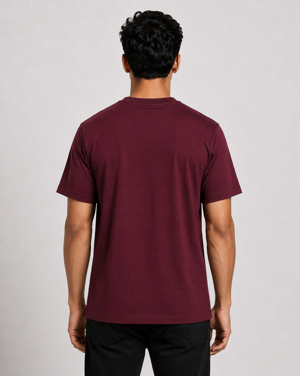 Men’s Comfort Fit Burgundy Classic Round Neck T-Shirt