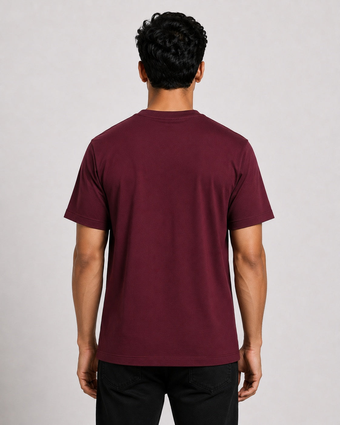 Men’s Comfort Fit Burgundy Classic Round Neck T-Shirt