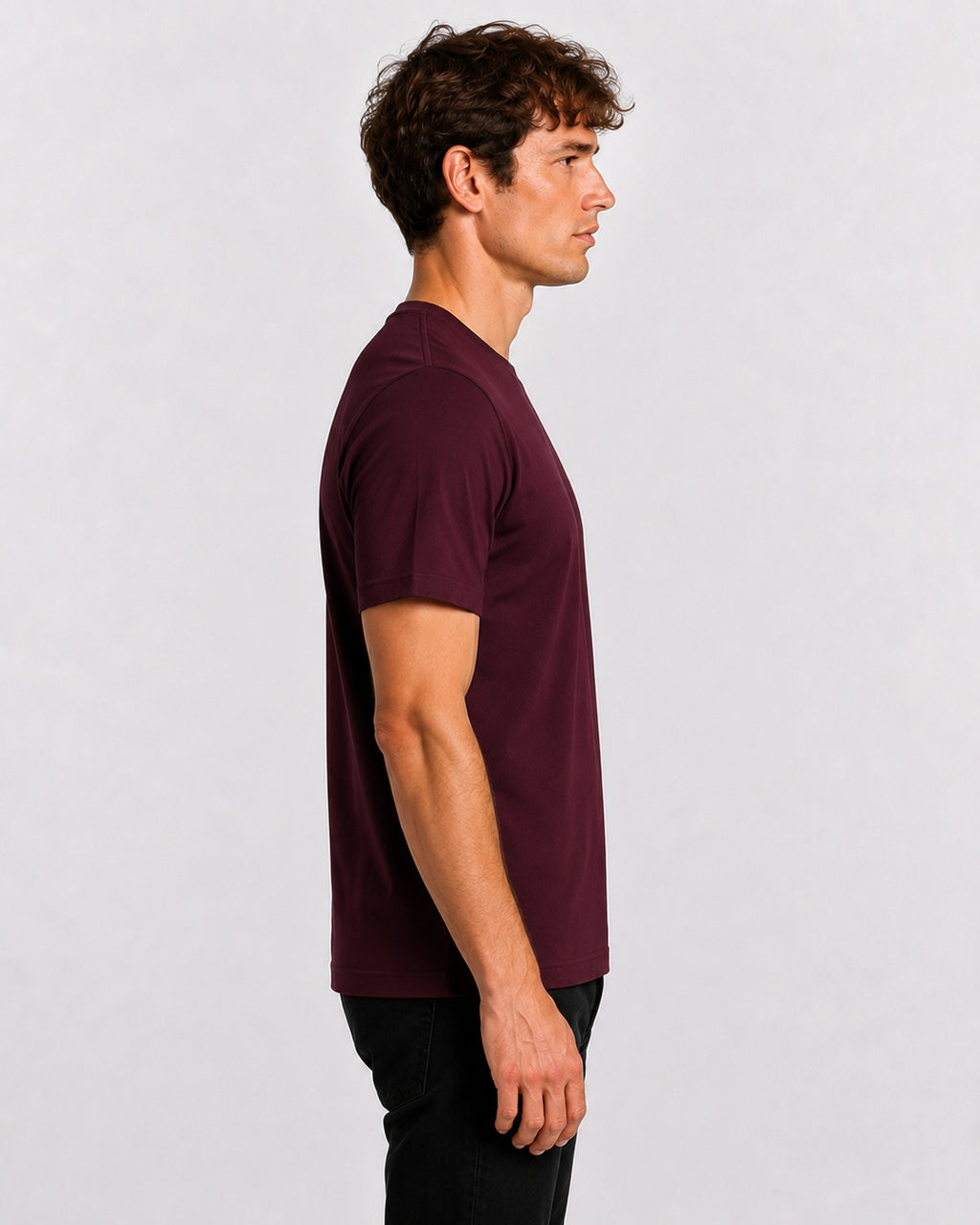 Style-1 Men’s Comfort Fit Burgundy Classic Round Neck T-Shirt