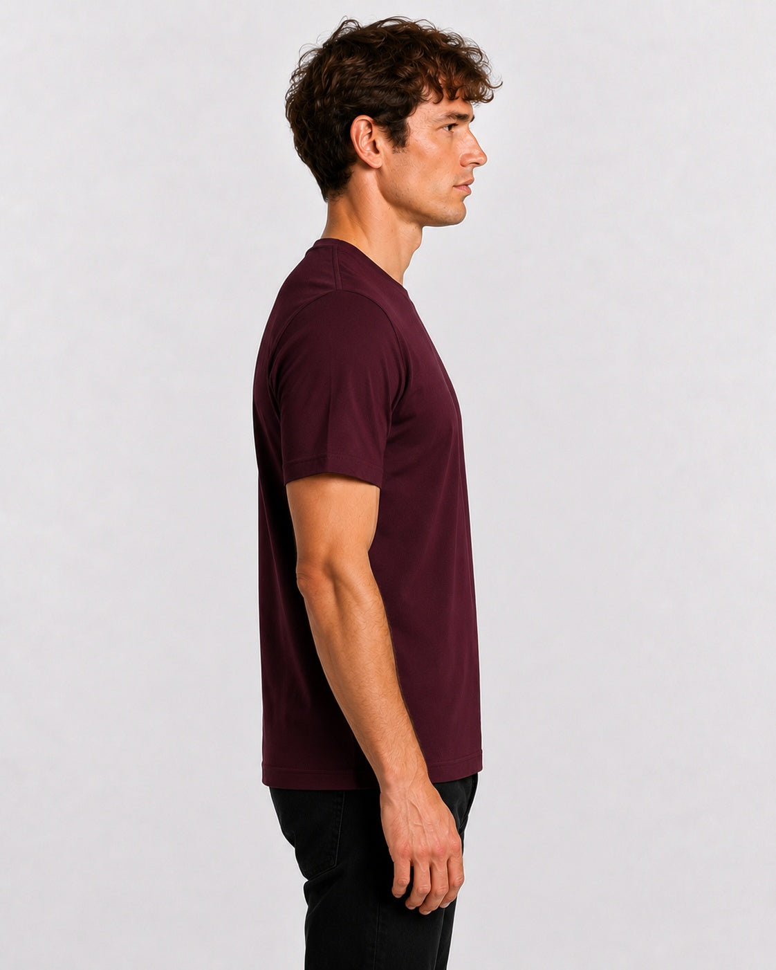 Style-1 Men’s Comfort Fit Burgundy Classic Round Neck T-Shirt