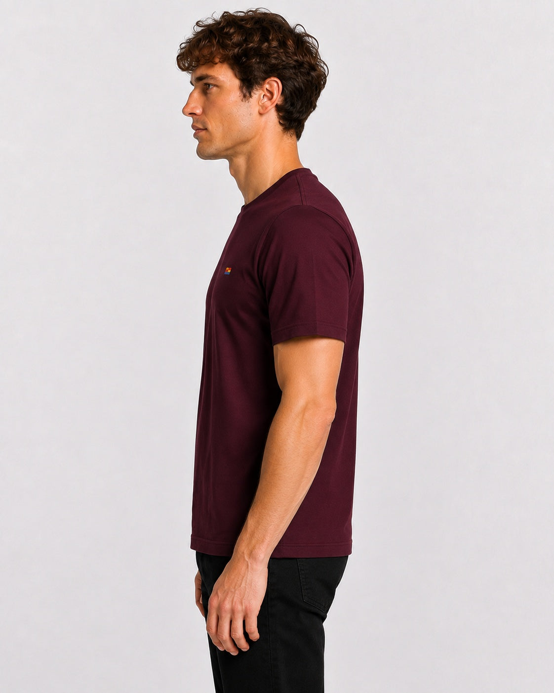 Style-1 Men’s Comfort Fit Burgundy Classic Round Neck T-Shirt