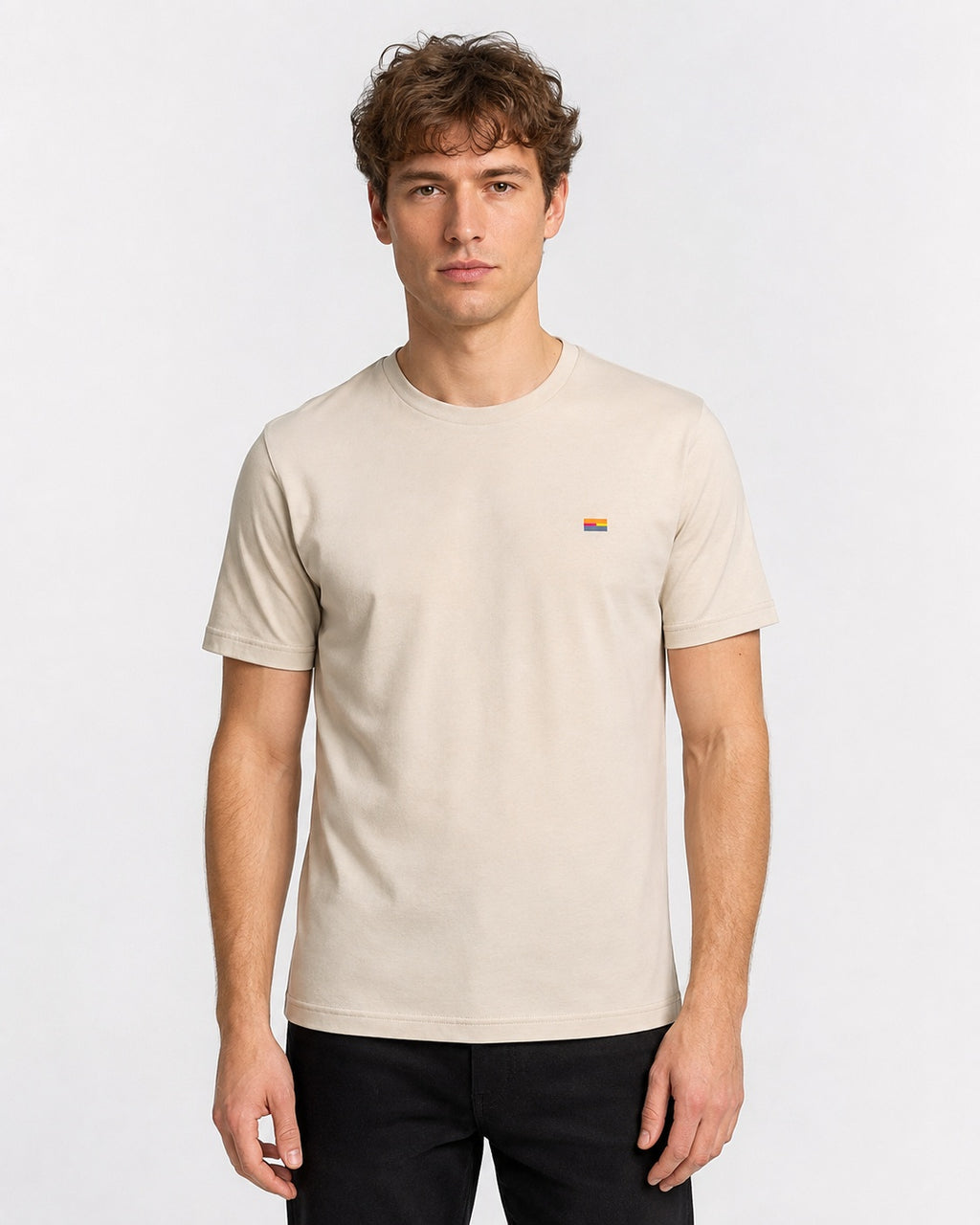 Style-1 Men’s Comfort Fit Cream Classic Round Neck T-Shirt