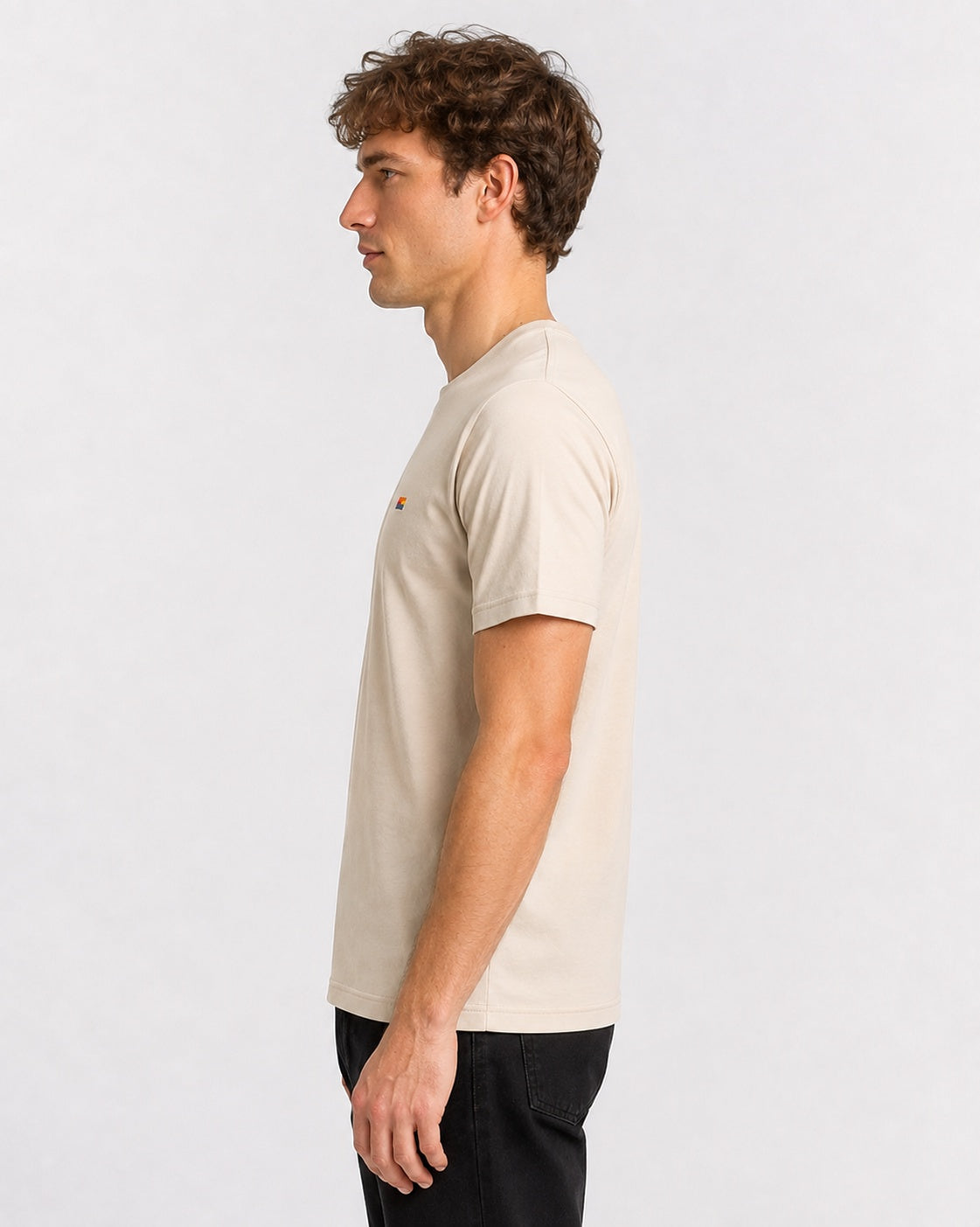 Style-1 Men’s Comfort Fit Cream Classic Round Neck T-Shirt