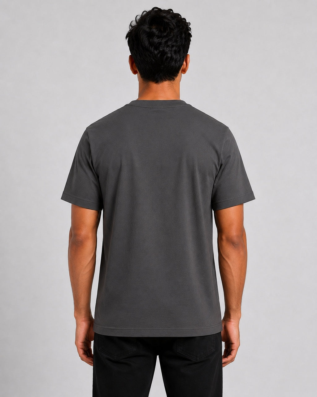 Men’s Comfort Fit Dark Grey Classic Round Neck T-Shirt