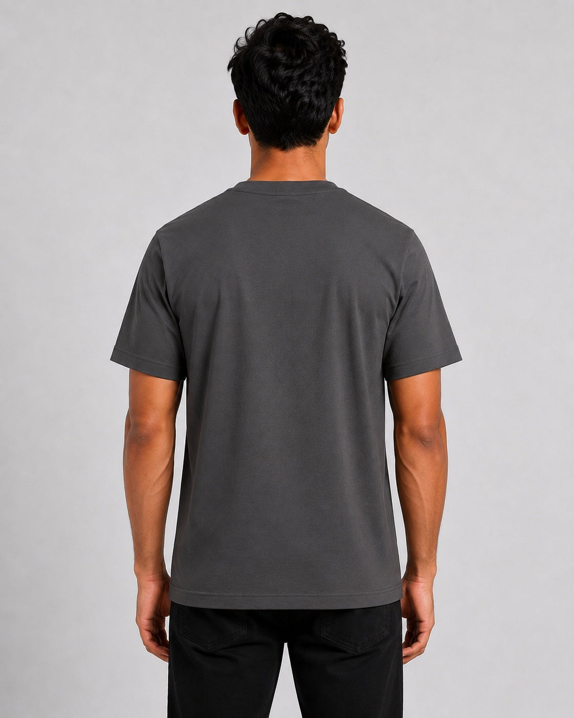 Men’s Comfort Fit Dark Grey Classic Round Neck T-Shirt