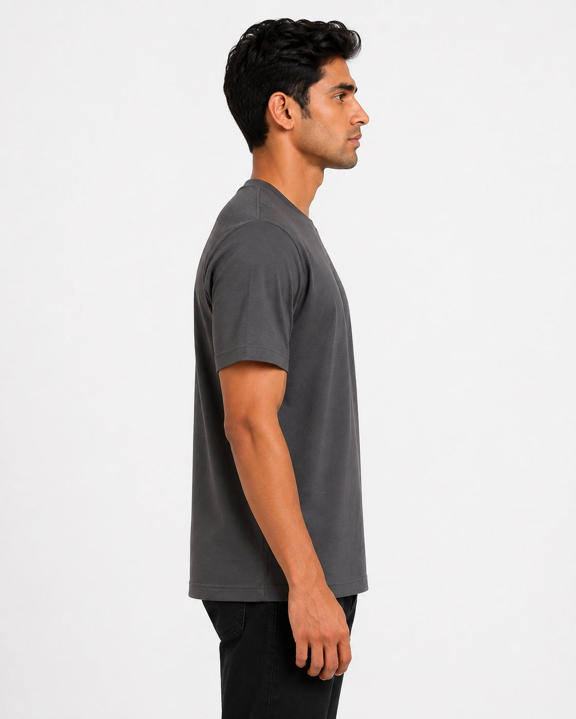 Men’s Comfort Fit Dark Grey Classic Round Neck T-Shirt