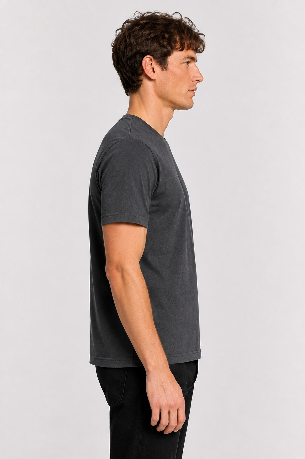 Style-1 Men’s Comfort Fit Dark Grey Classic Round Neck T-Shirt