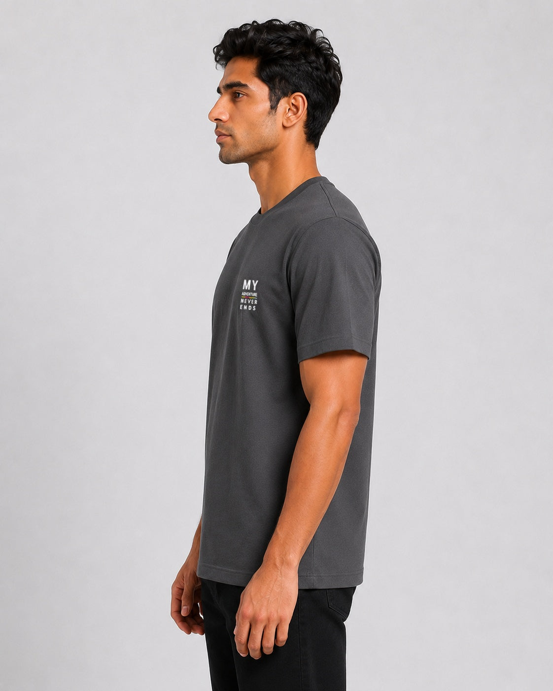 Men’s Comfort Fit Dark Grey Classic Round Neck T-Shirt