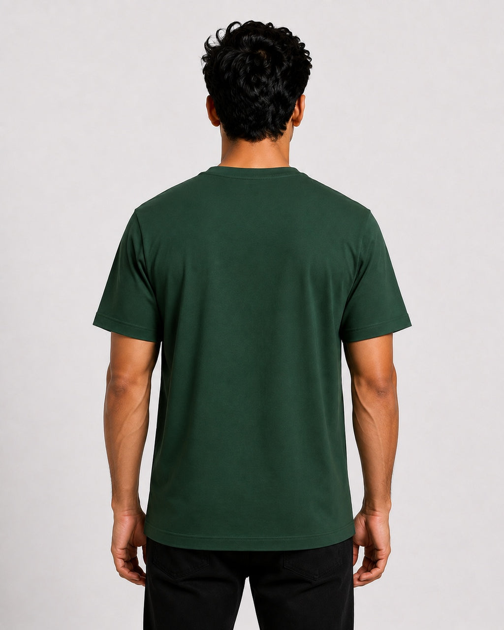 Men’s Comfort Fit Dark Green Classic Round Neck T-Shirt
