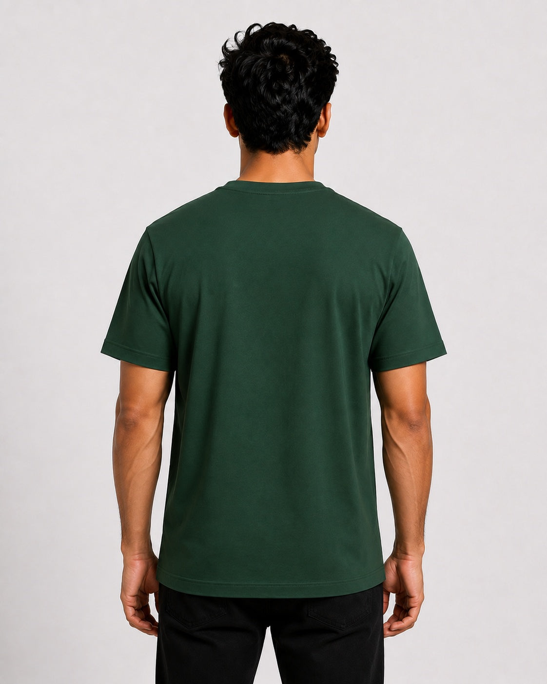 Men’s Comfort Fit Dark Green Classic Round Neck T-Shirt