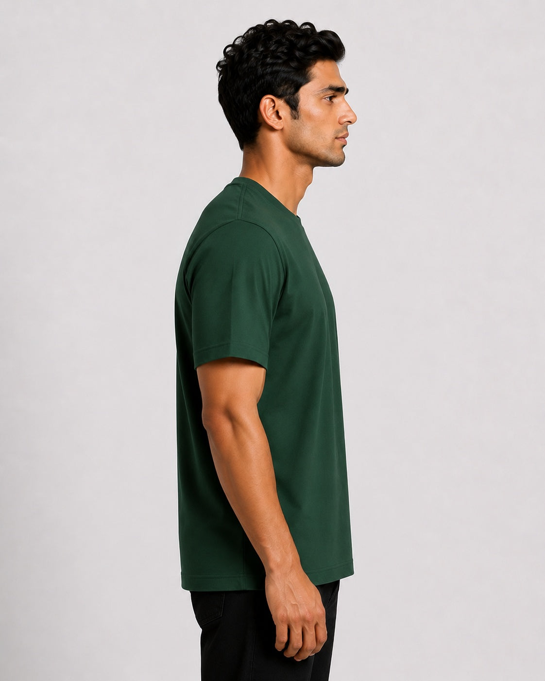 Men’s Comfort Fit Dark Green Classic Round Neck T-Shirt
