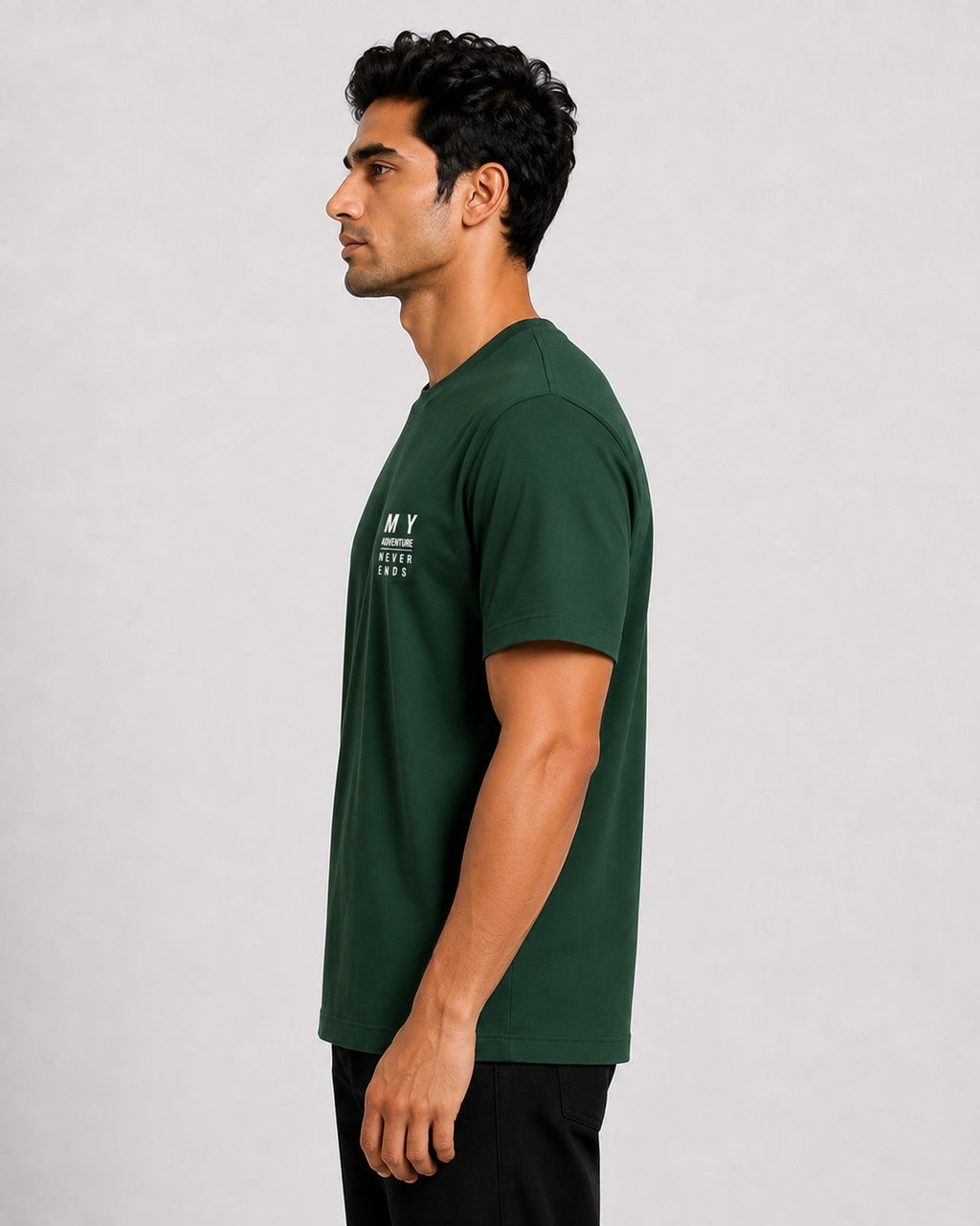 Men’s Comfort Fit Dark Green Classic Round Neck T-Shirt