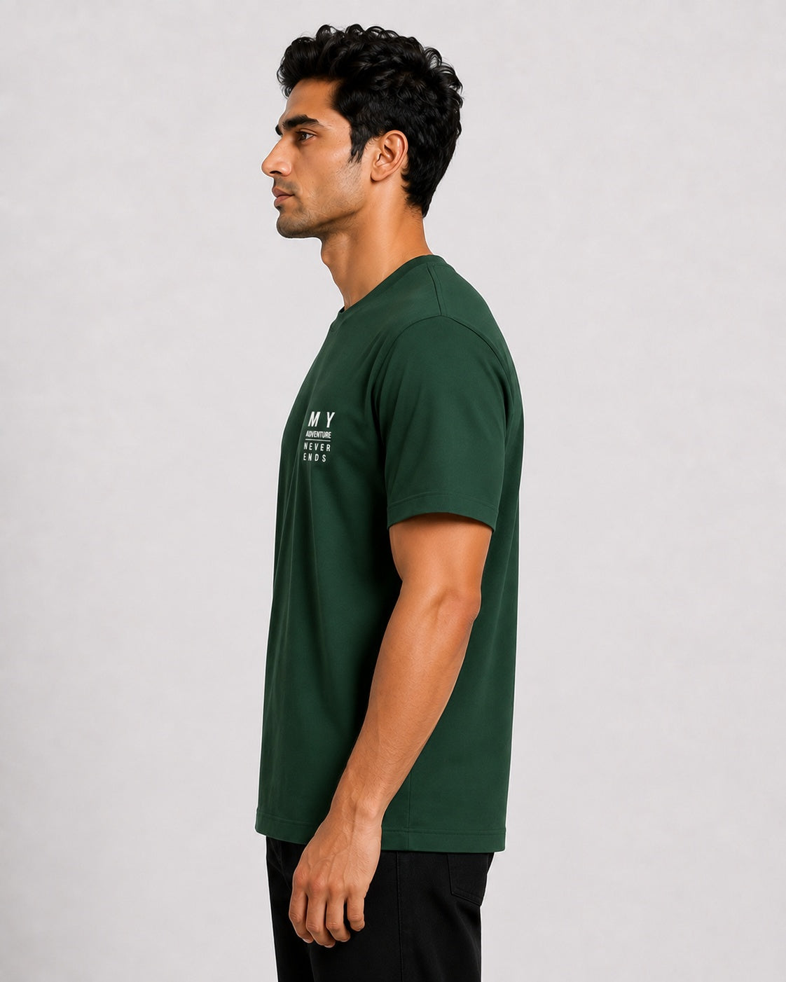 Men’s Comfort Fit Dark Green Classic Round Neck T-Shirt