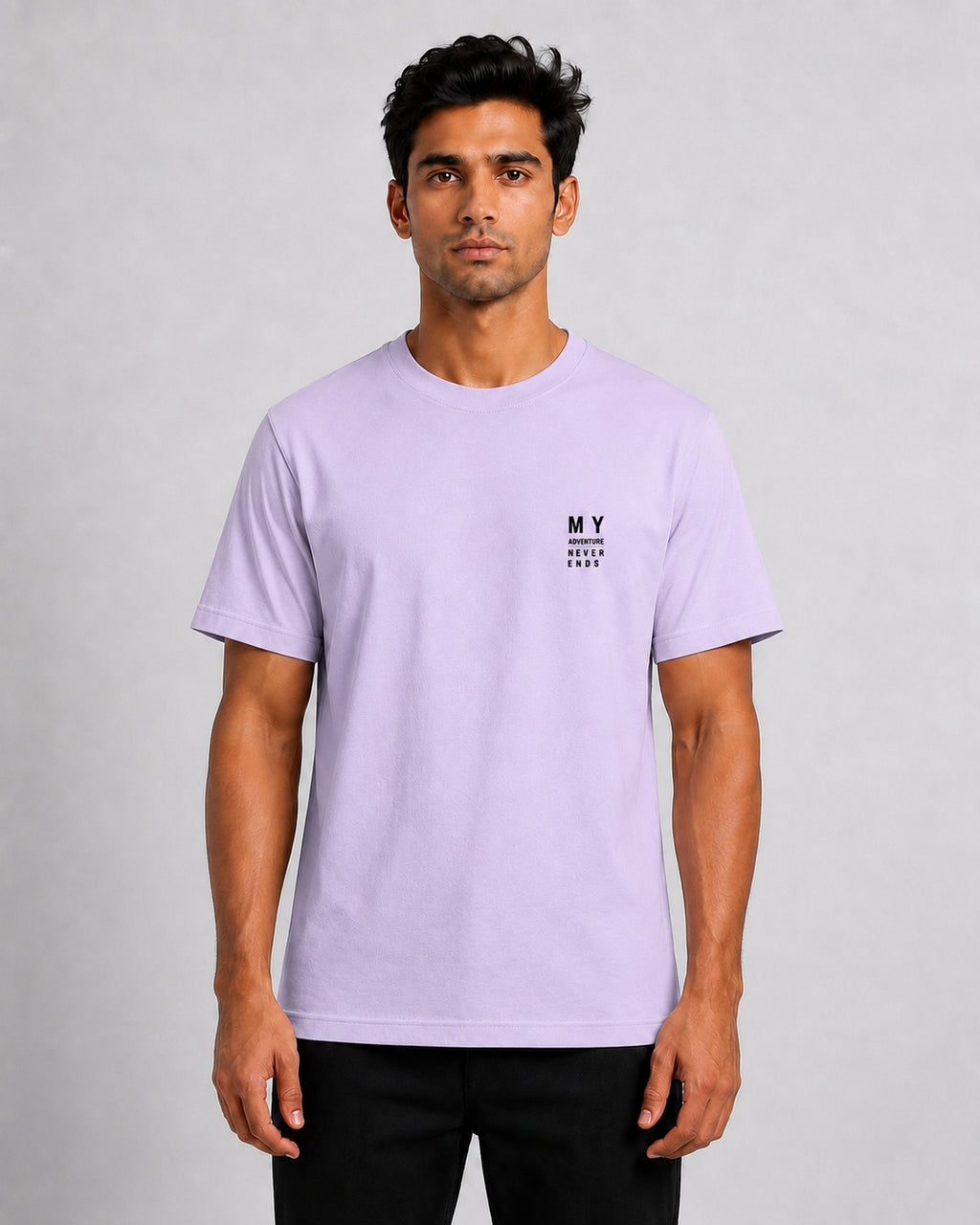 Men’s Comfort Fit Purple Classic Round Neck T-Shirt