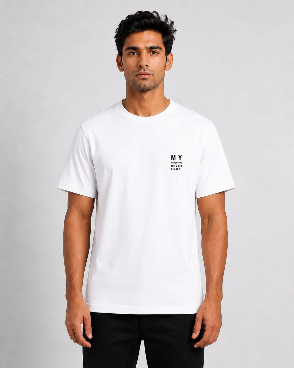 Men’s Comfort Fit White Classic Round Neck T-Shirt