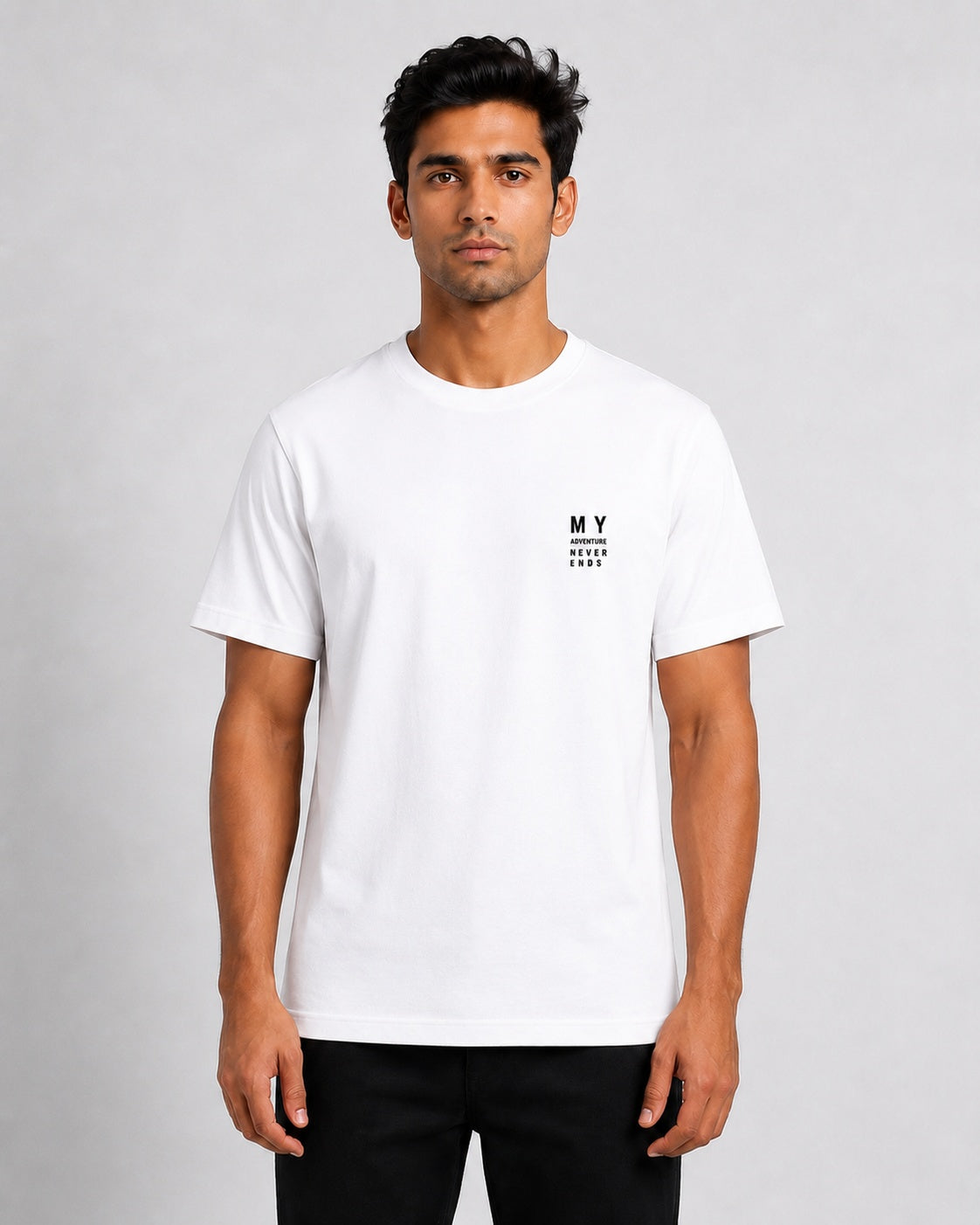 Men’s Comfort Fit White Classic Round Neck T-Shirt